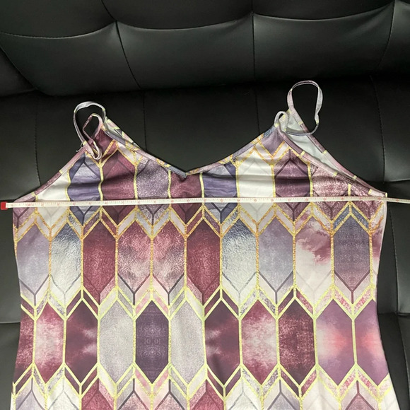 Geometric Multicolor Maxi Dress, XXL sleeveless - Picture 4 of 6